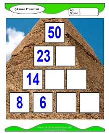 Çıkarma Pramidi Çalışma Sayfaları
